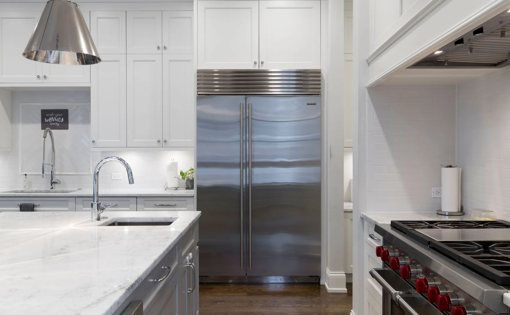 Modern refrigerator in a home kitchen