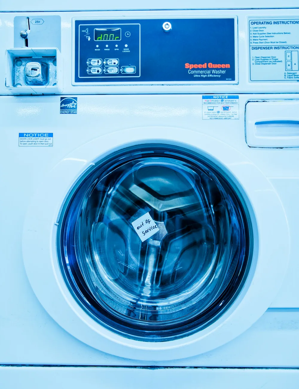 Front-load washing machine requiring service